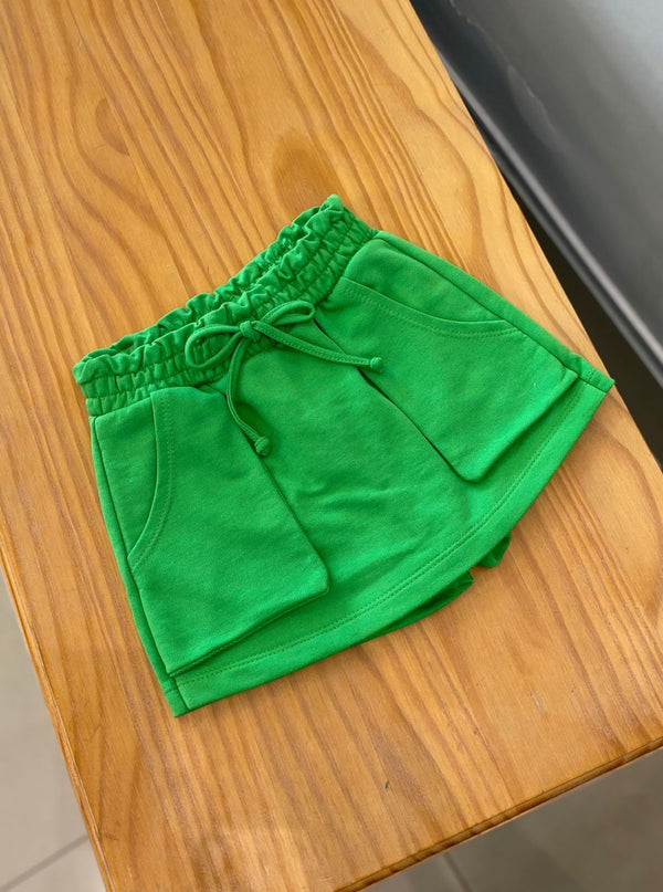 SHORT SAIA EM MOLETOM COM BOLSO FLUTUANTE KEEP YOUR SMILE MENINA MOMI