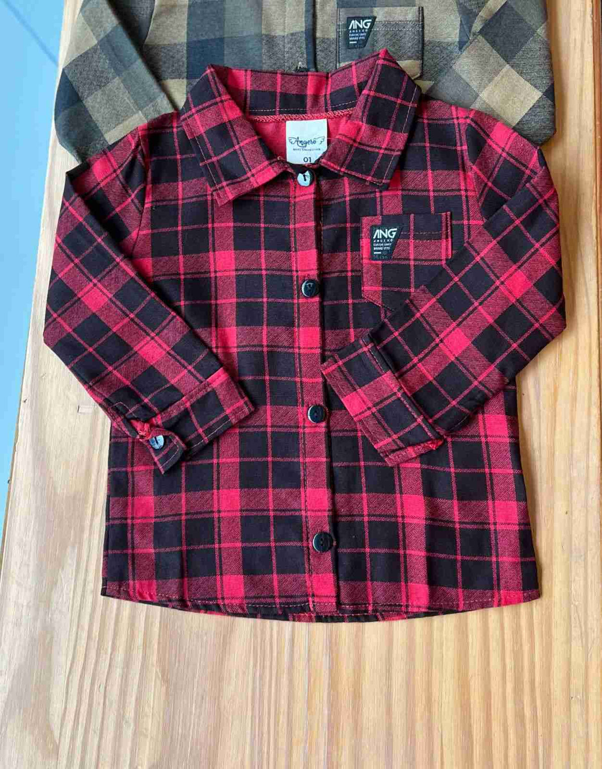 CAMISA MANGA LONGA XADREZ QUADRICULADA COM BOLSO MENINO ANGERÔ