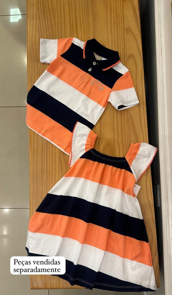 VESTIDO MANGA CURTA COM TRICÔ LISTRADO MENINA MILON