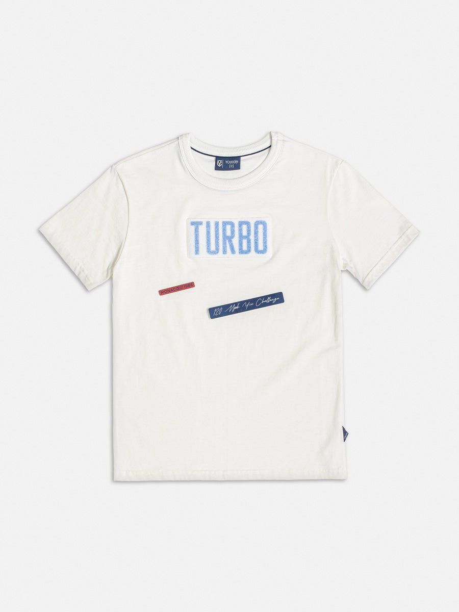 CAMISETA MANGA CURTA ESTAMPA EM VELCRO TURBO MENINO YOUCCIE
