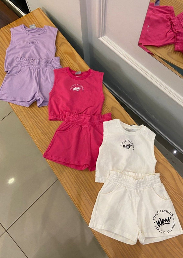 CONJUNTO BLUSA REGATA COM SHORT EM MOLETOM SUPER FASHION WOW MENINA CATAVENTO