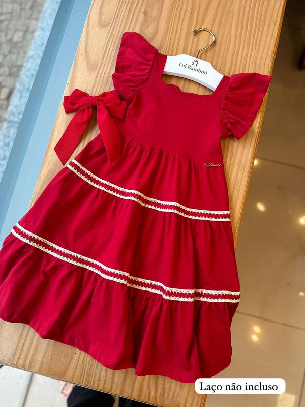 VESTIDO MANGA CURTA COM ENTREMEIOS MENINA MOMI
