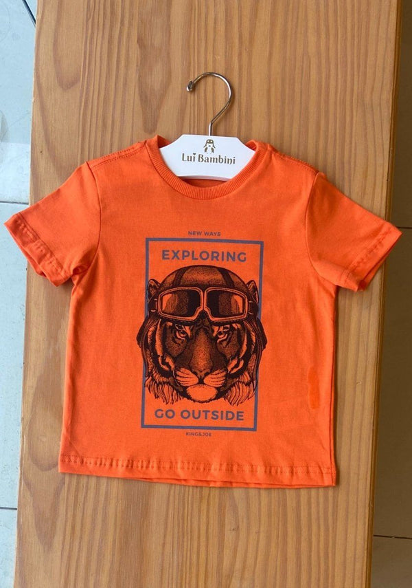 CAMISETA MANGA CURTA GOLA CARECA TIGRE MENINO KING&JOE
