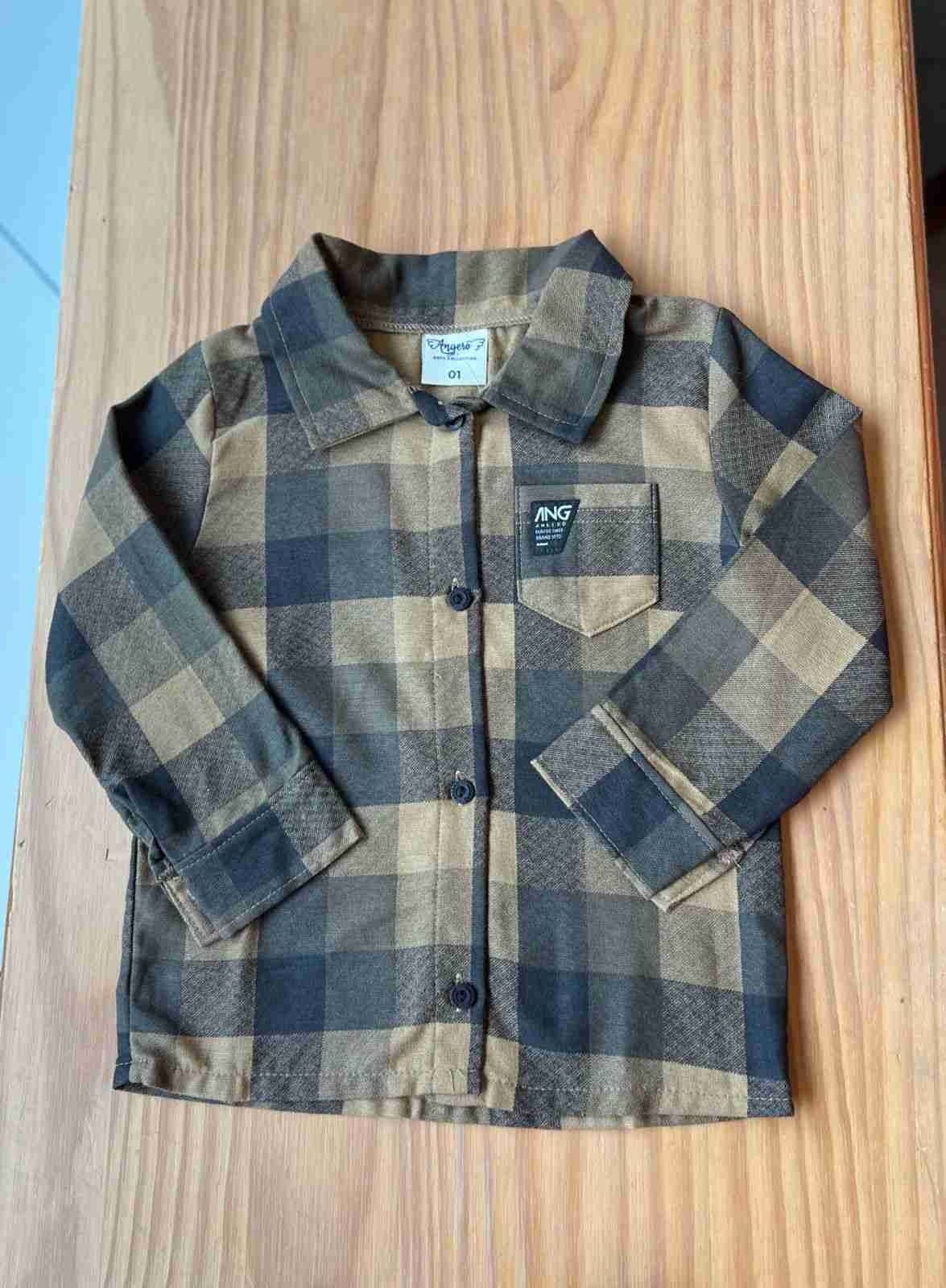 CAMISA MANGA LONGA XADREZ QUADRICULADA COM BOLSO MENINO ANGERÔ