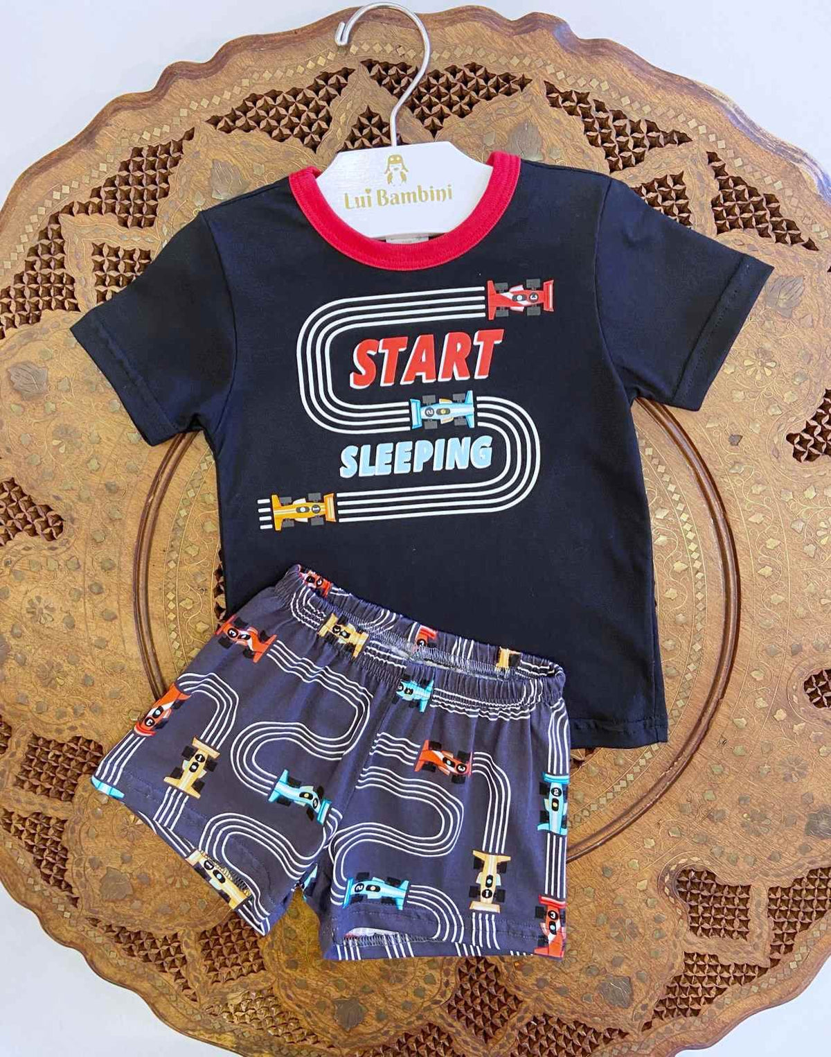 CONJUNTO PIJAMA MANGA CURTA E BERMUDA CARROS START MENINO ALAKAZOO
